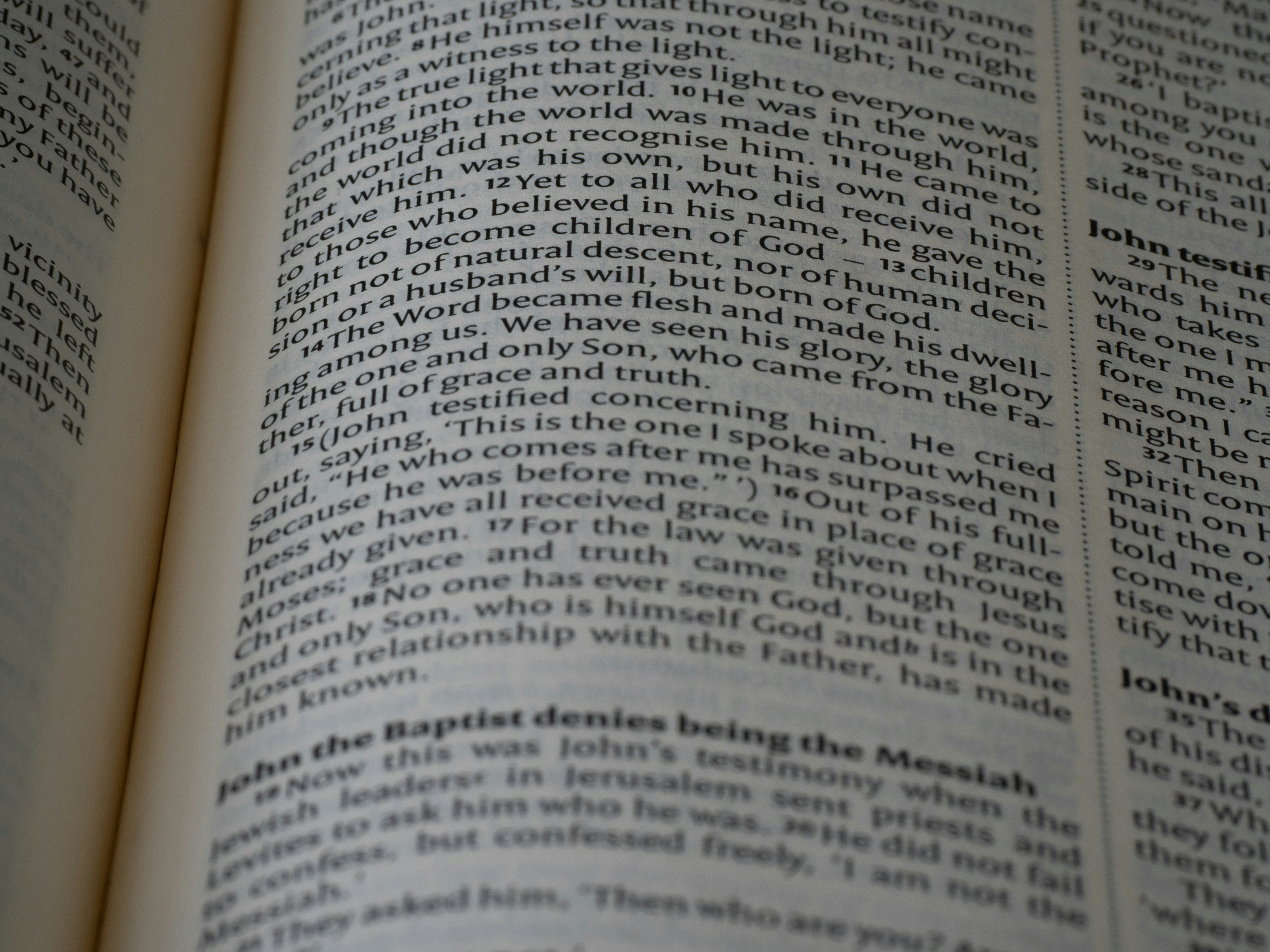 close up, bokeh, bible, new testament, christian, history, text, reading, bible study, devotions, christianity, scripture, Gospel of John, John, Gospel,