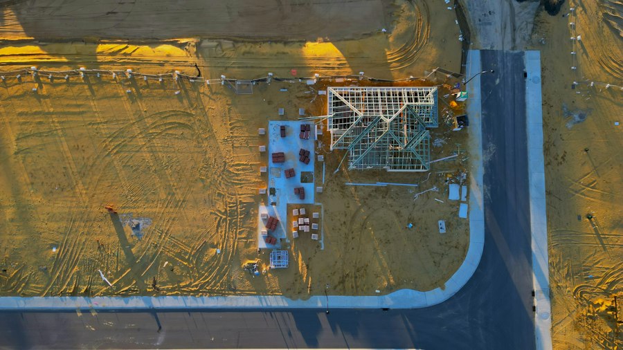 Aerial view over a construction site
