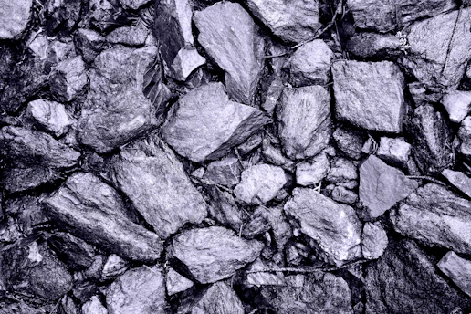 A black and white photo of a pile of rocks