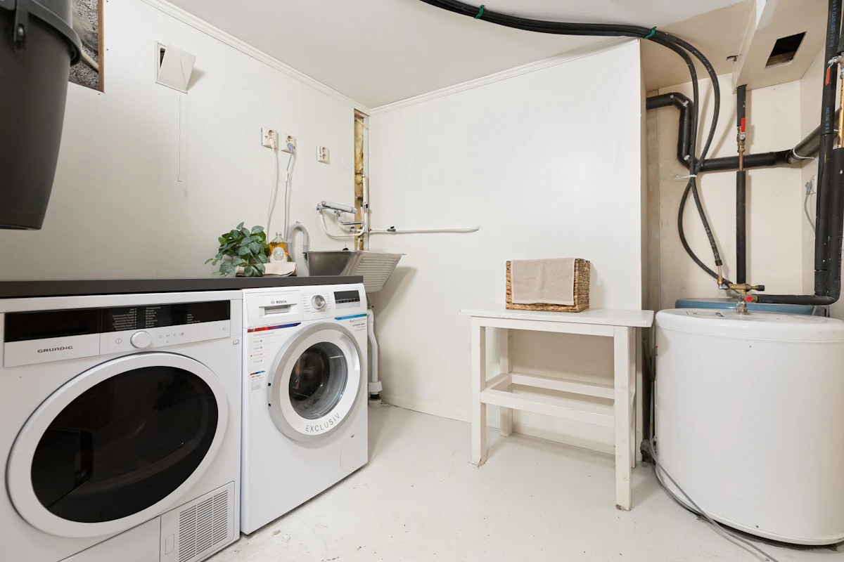 Washer and dryer in a home laundry room