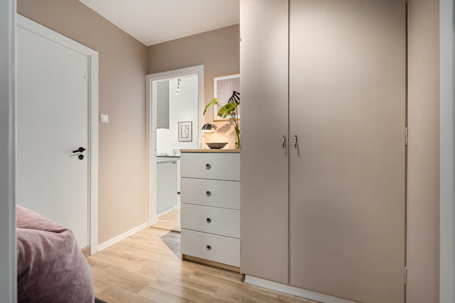 Real full-size wardrobe with storage drawers