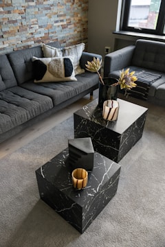 A living room with two couches and a coffee table