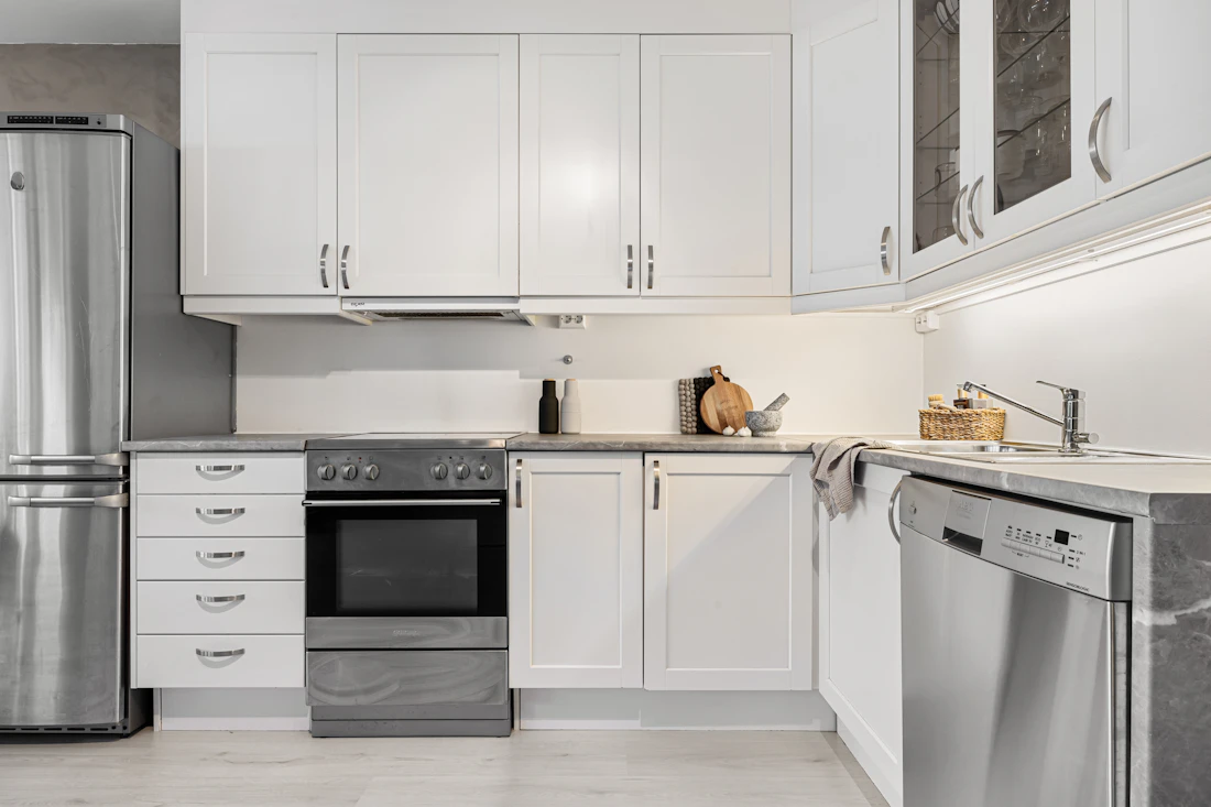 Bright modern kitchen with home appliances