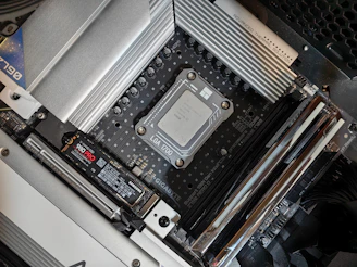 A close up of a computer with a hard drive