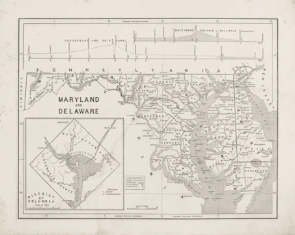 Map of maryland and delaware with inset.