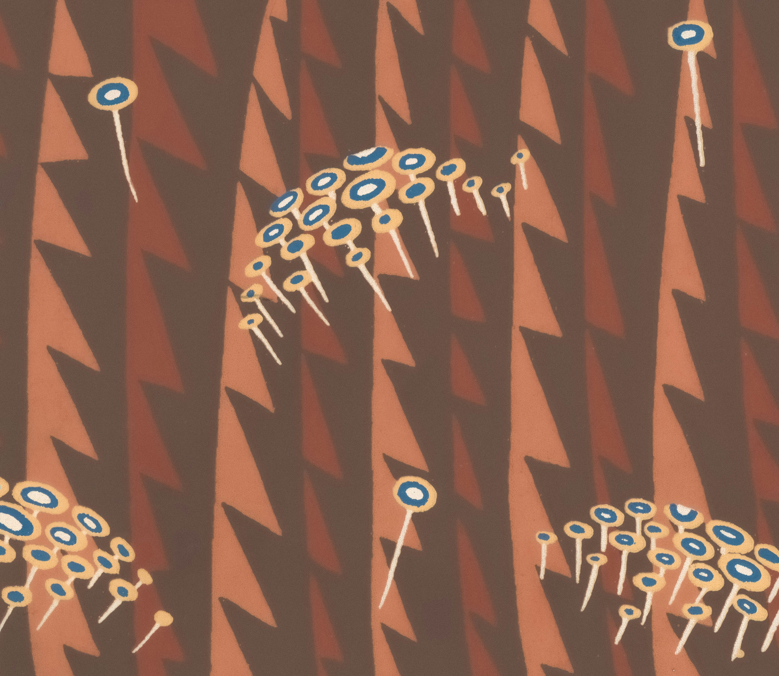 Patrón abstracto con formas geométricas marrones y naranjas