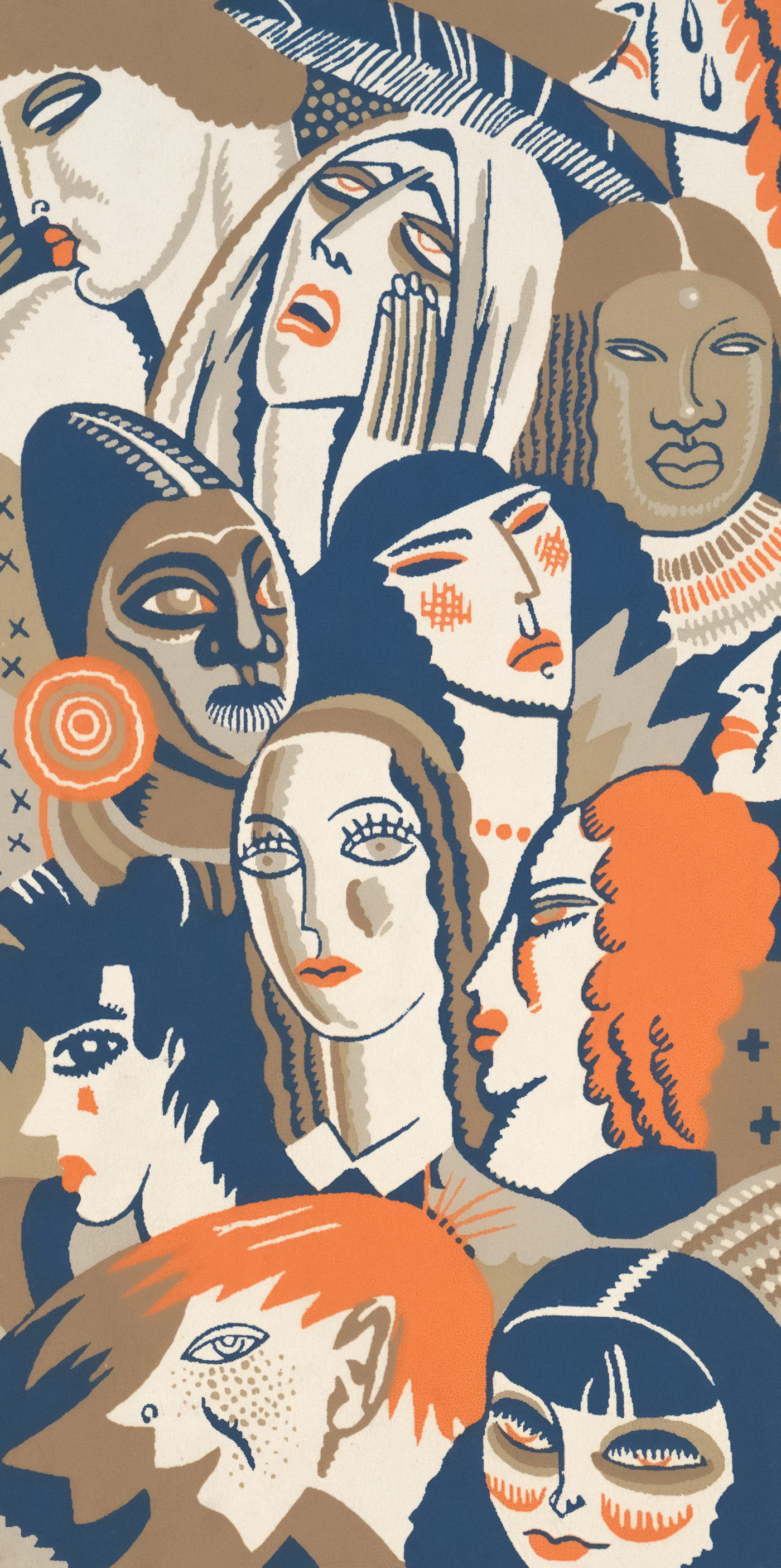 An illustration of many different faces representing personality types