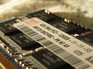 A close up of a computer memory chip