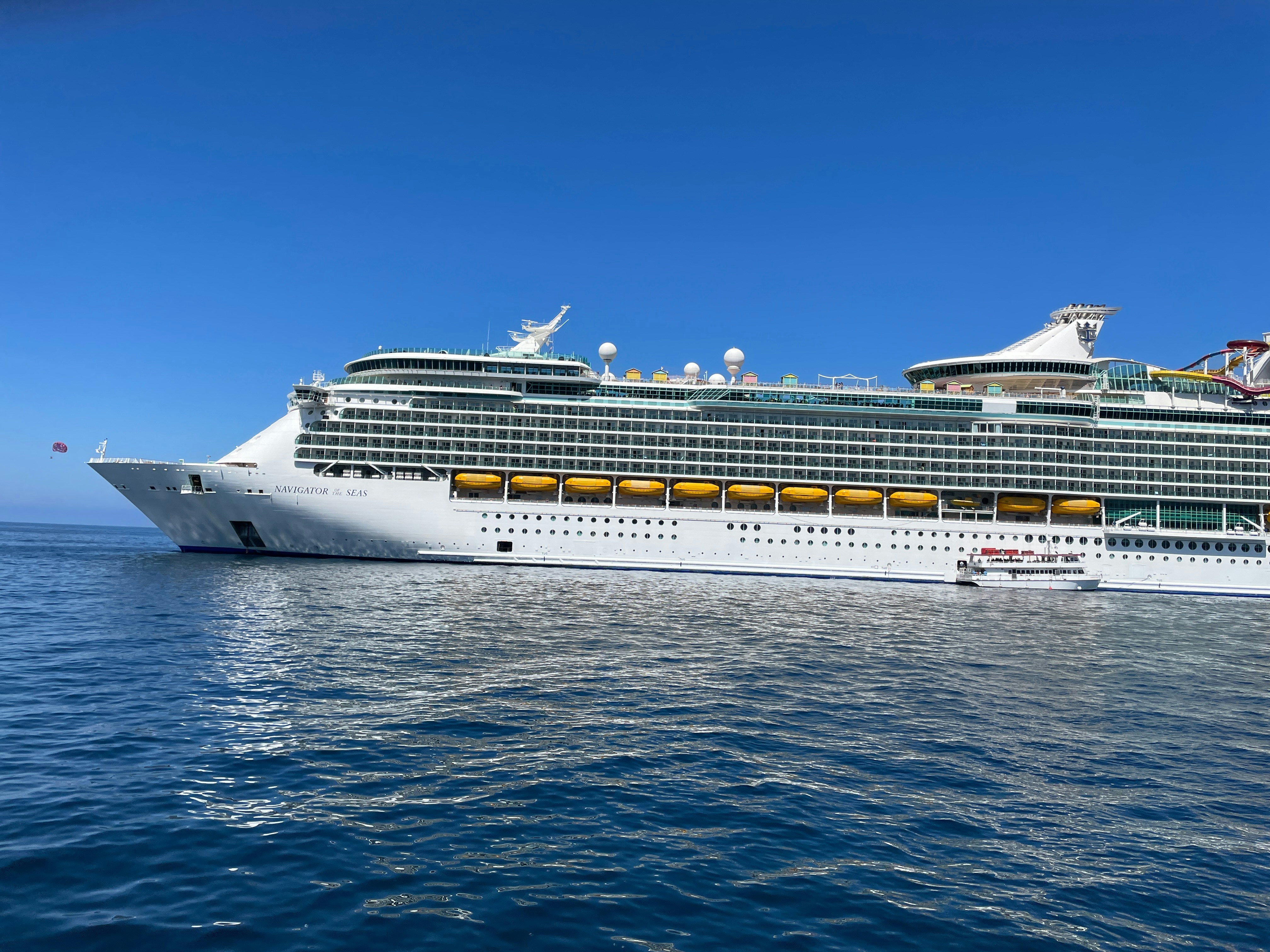 A large cruise ship in the middle of the ocean, Cruise ship