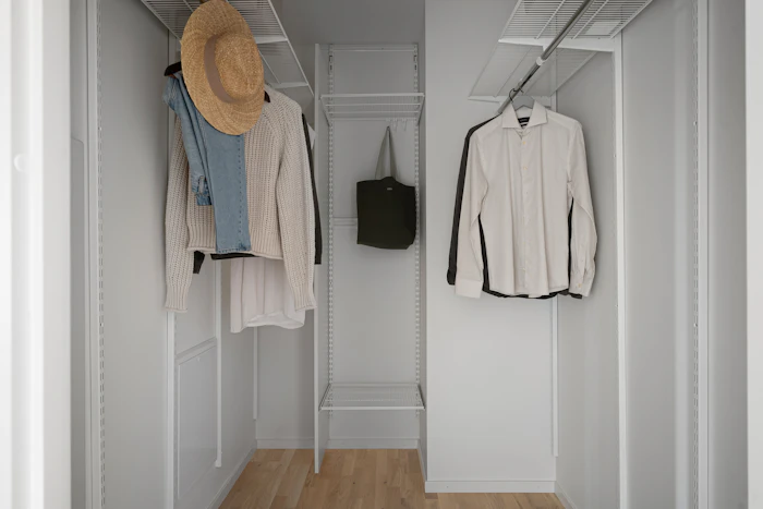 A calm, organized wardrobe for practical sorting