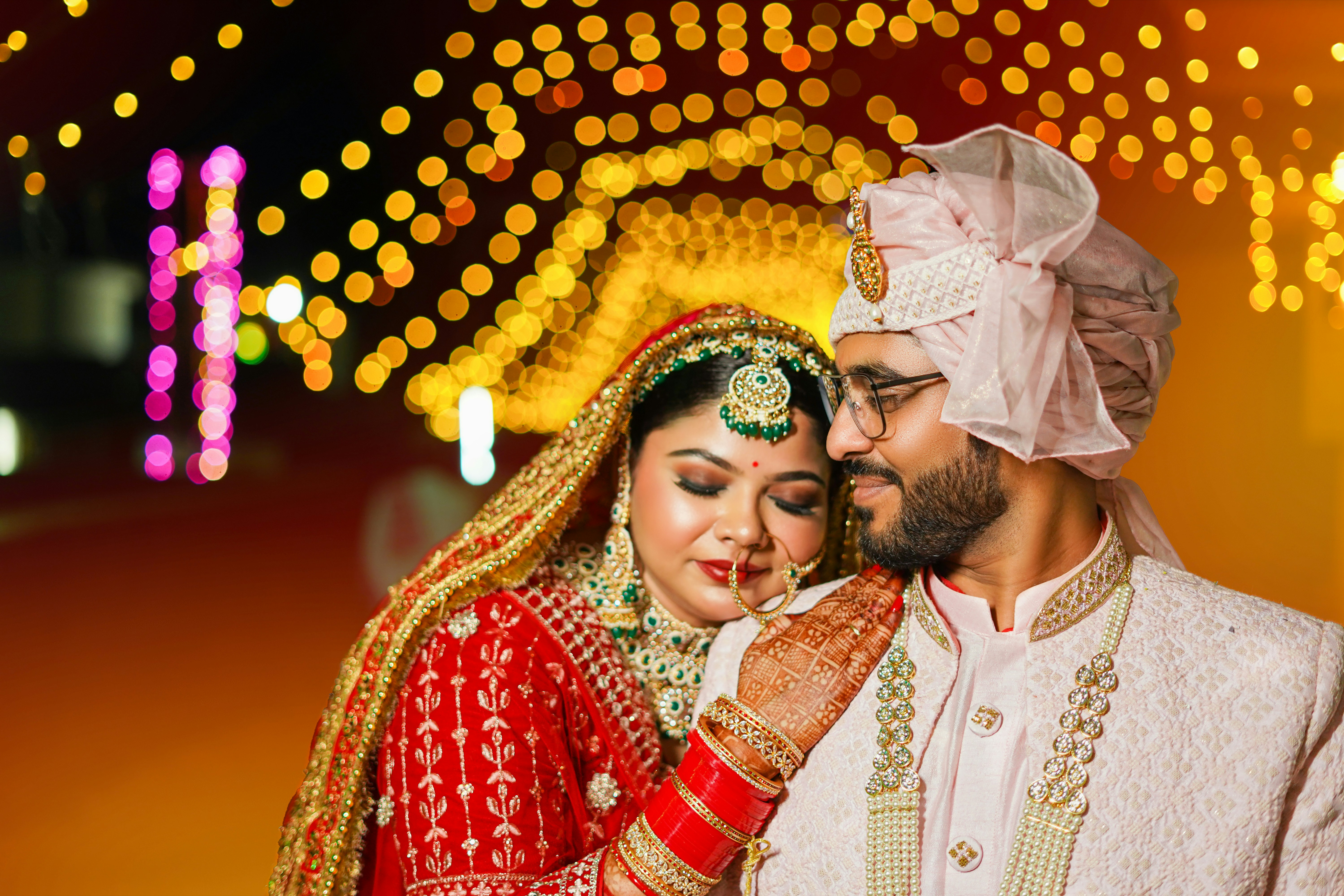 Indian wedding couple in traditional attire