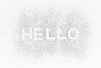The words hello written in white on a white background