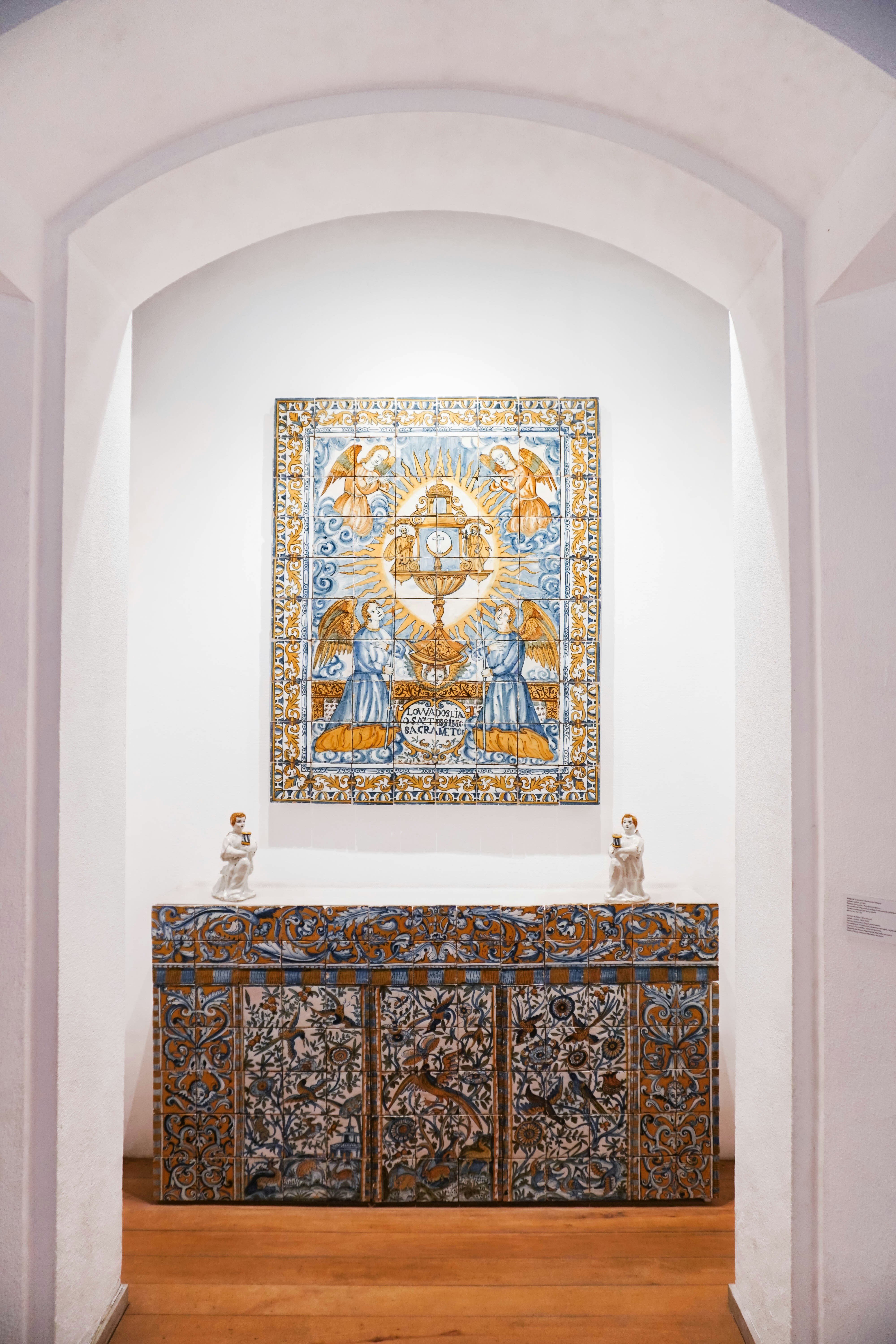 A painting hanging on the wall of a room