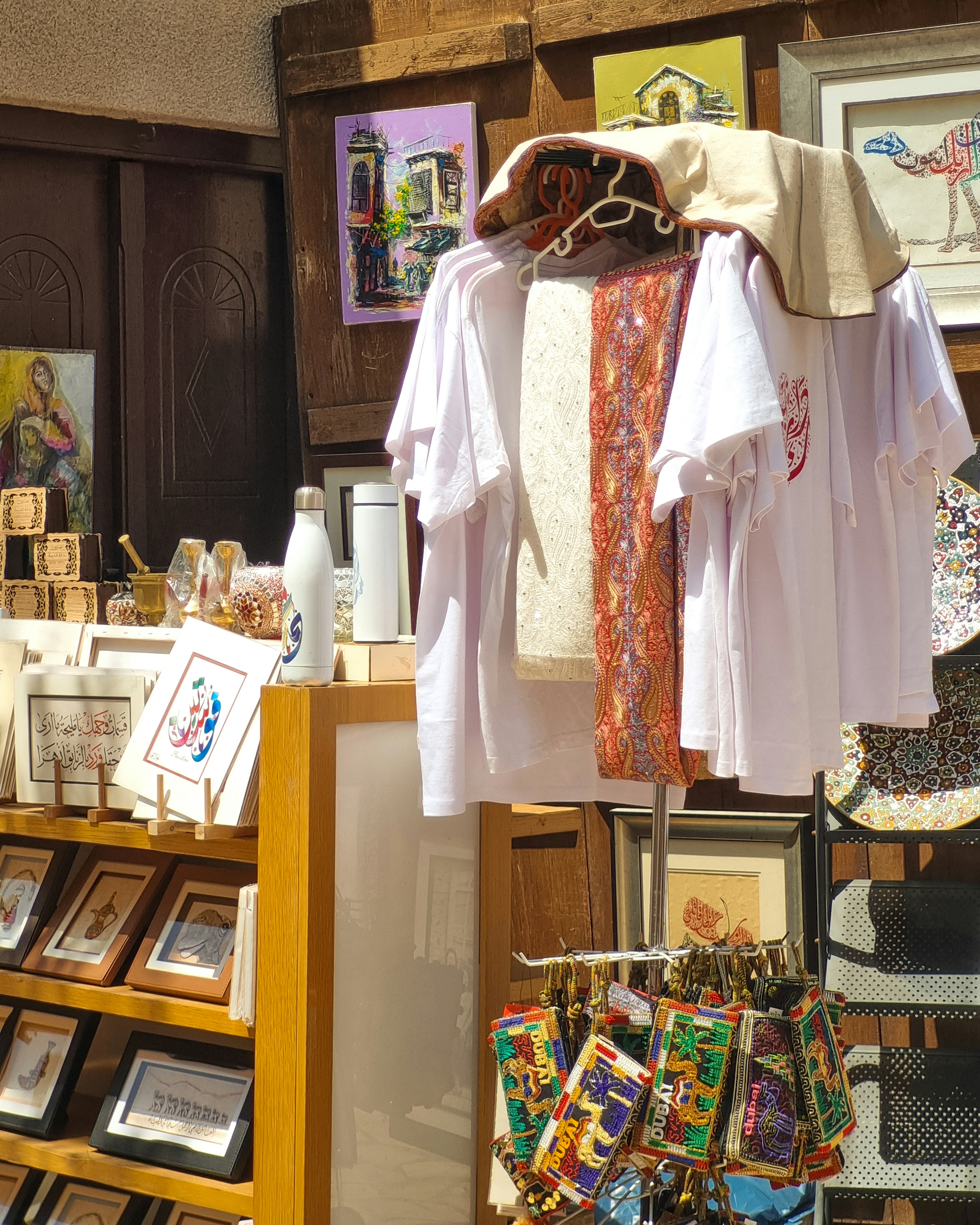 A clothing store with a variety of items on display