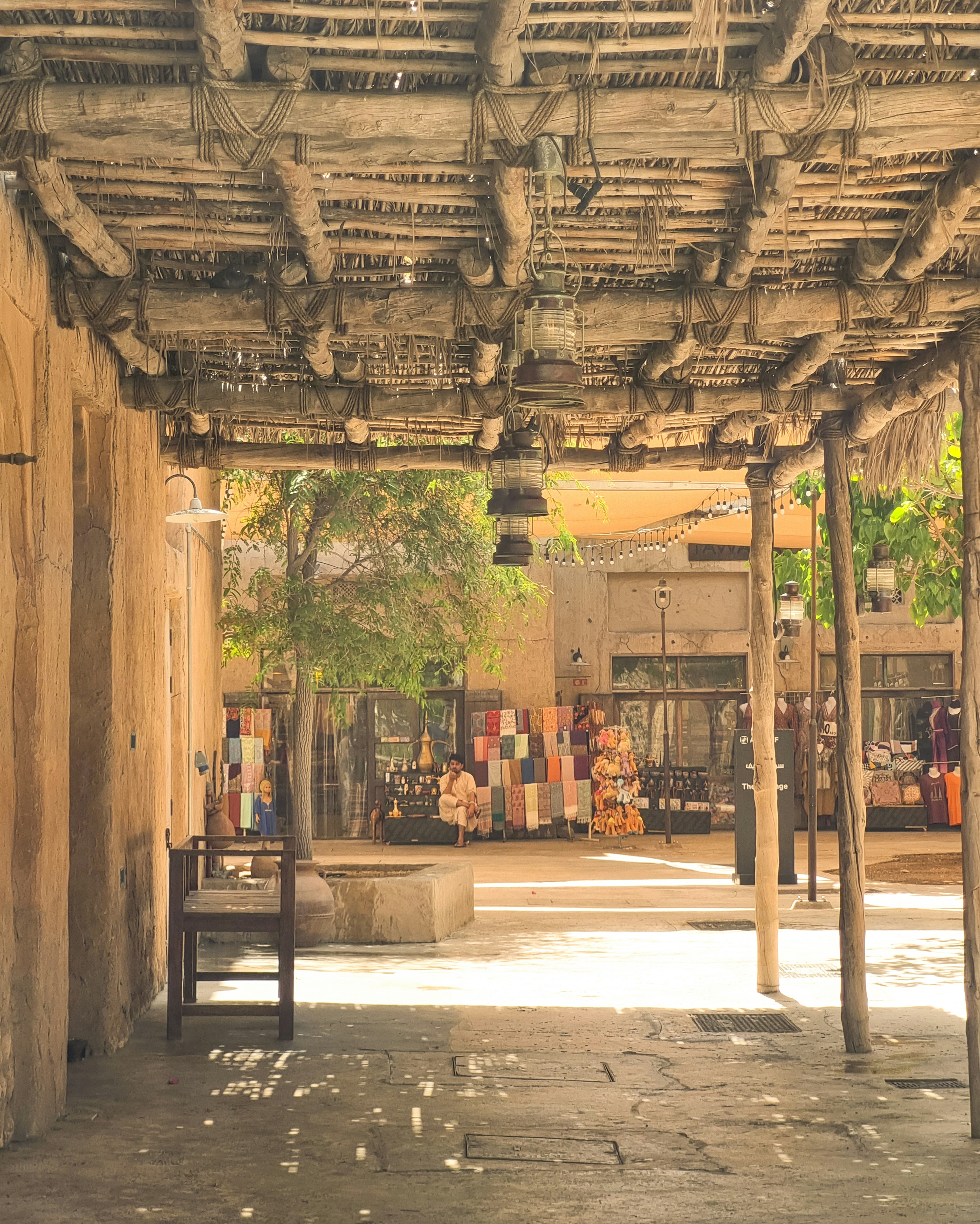 A building with a bunch of wooden pillars