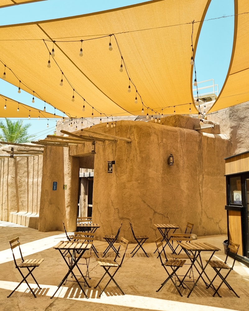 Venue exterior with patio seating