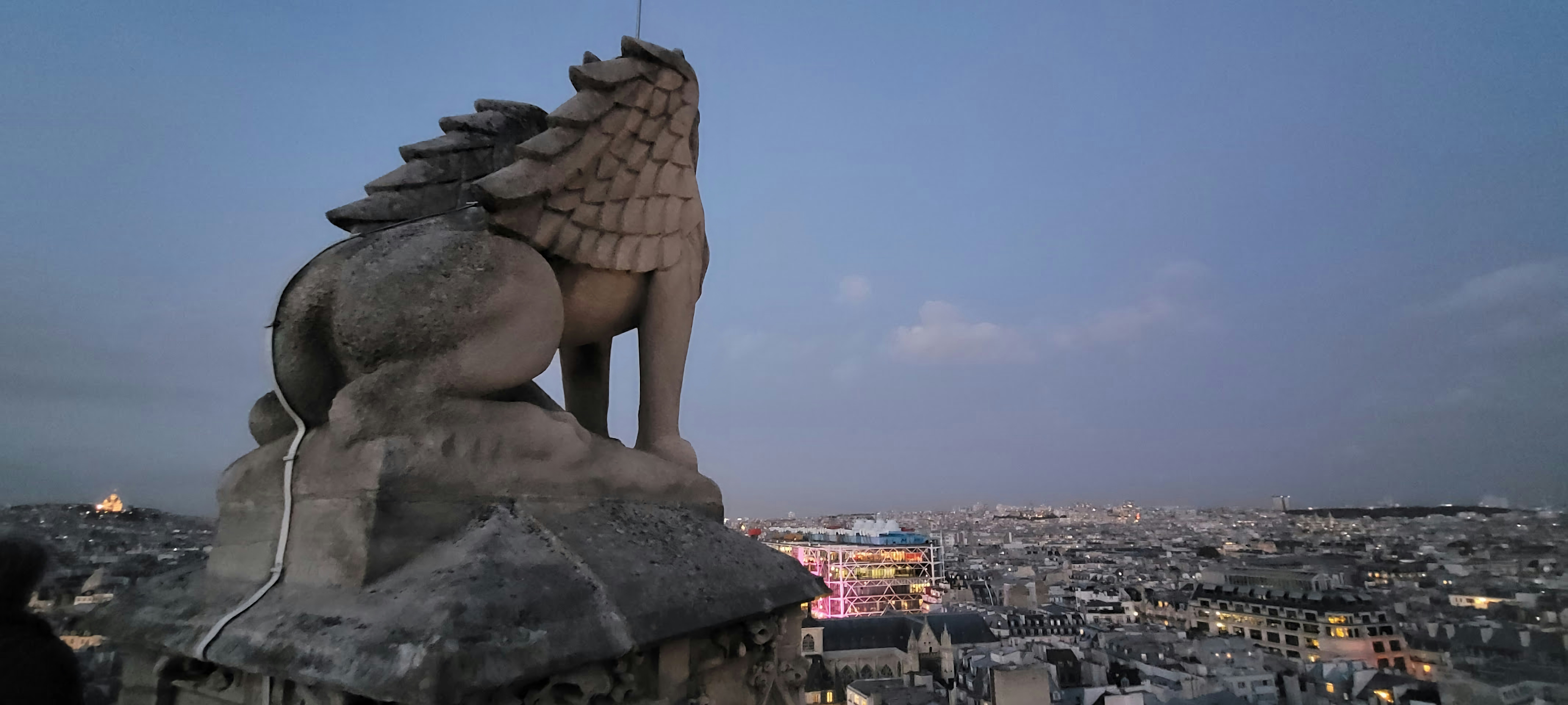 Une statue de lion au sommet d’un bâtiment