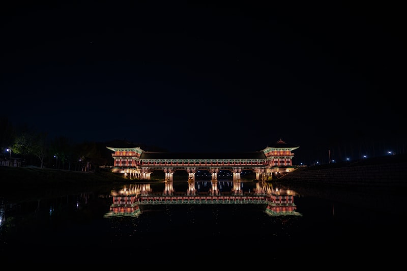 Tang Paradise Lantern Festival water reflection with Tang Dynasty style pavilions