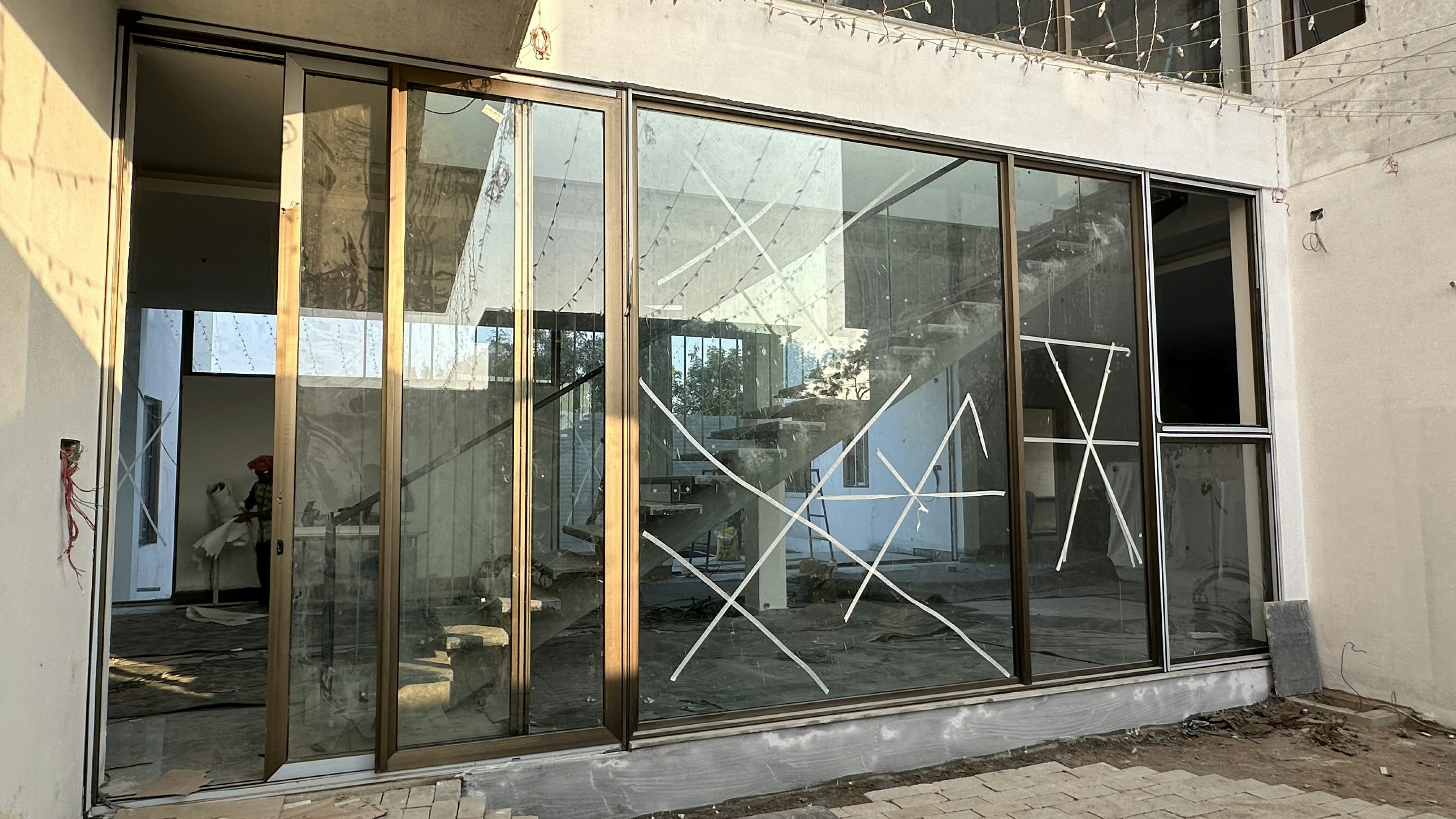 Aluminium sliding glass door installed in a home extension