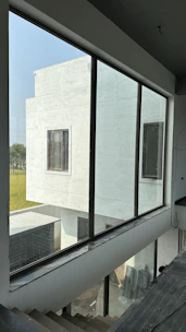 A room with a view of a house