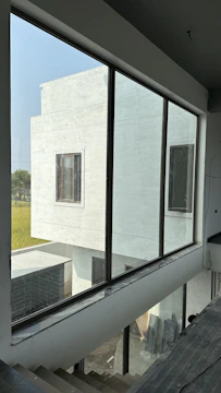 A room with a view of a house