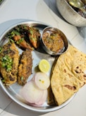 A plate of food on a table