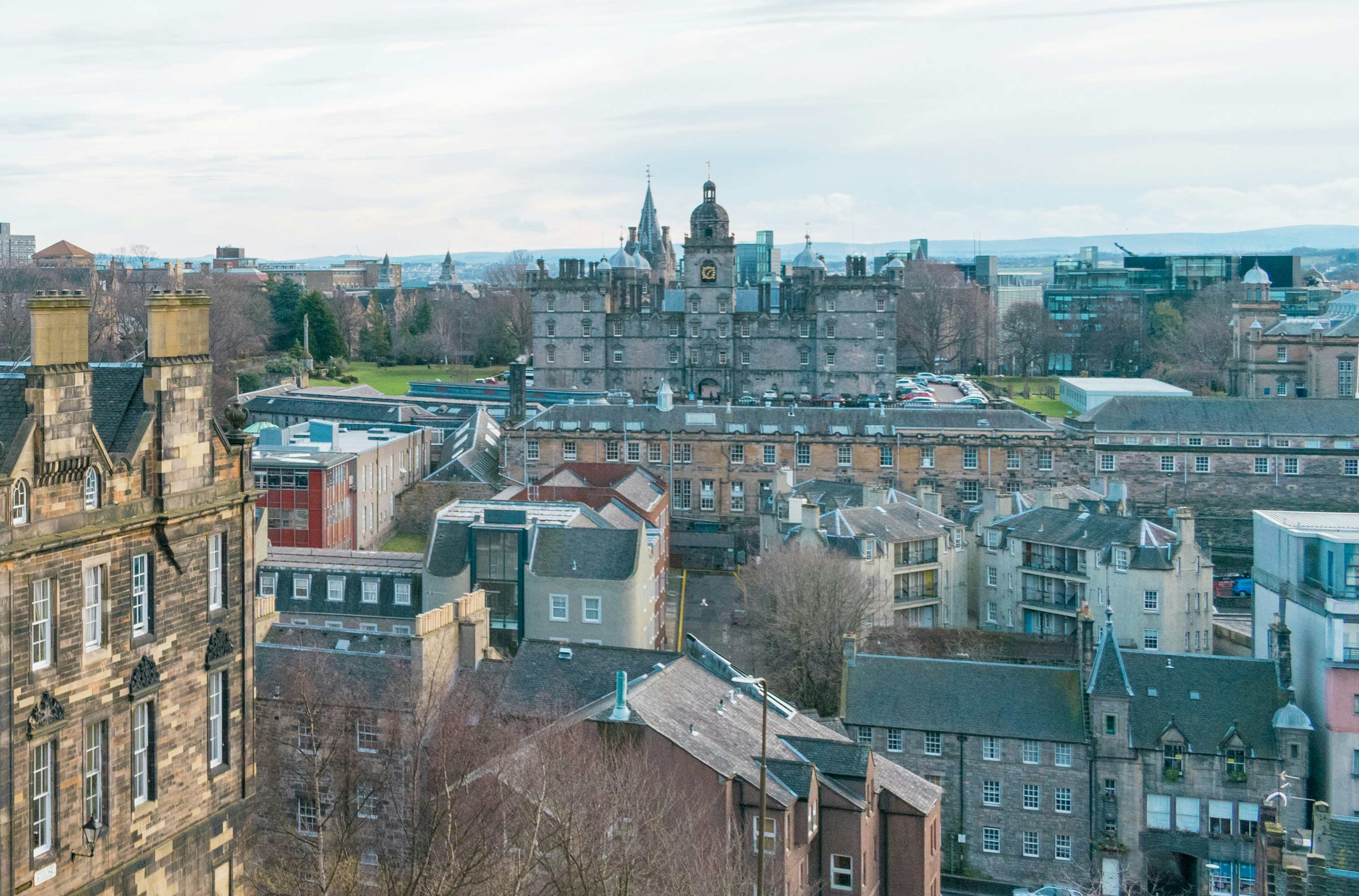 A view of a city from the top of a building, 