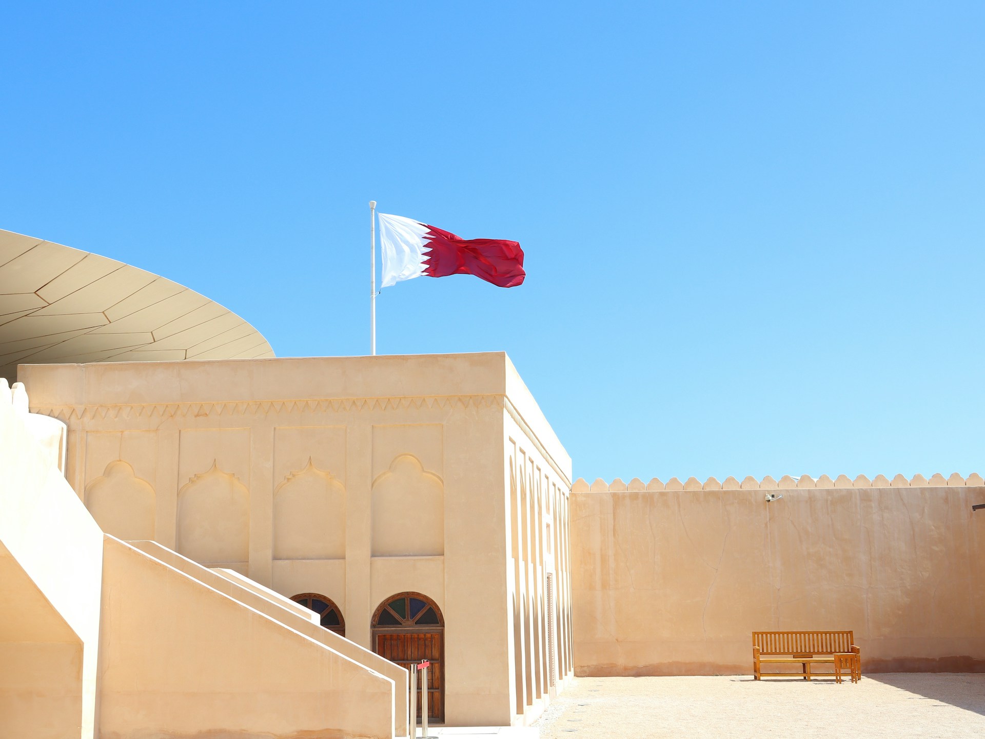 A building with a flag on top of it