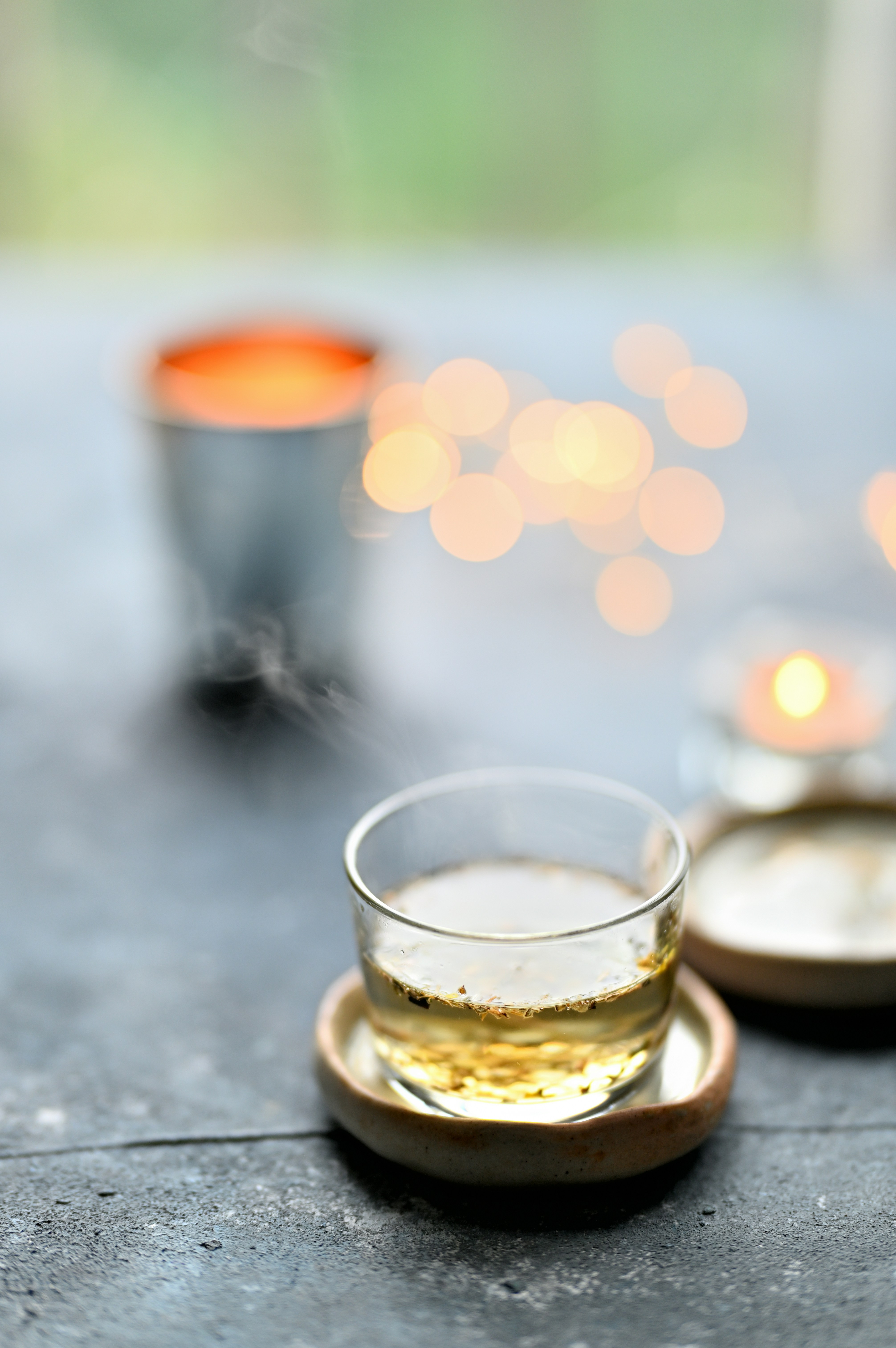 A cup of tea sitting on top of a table