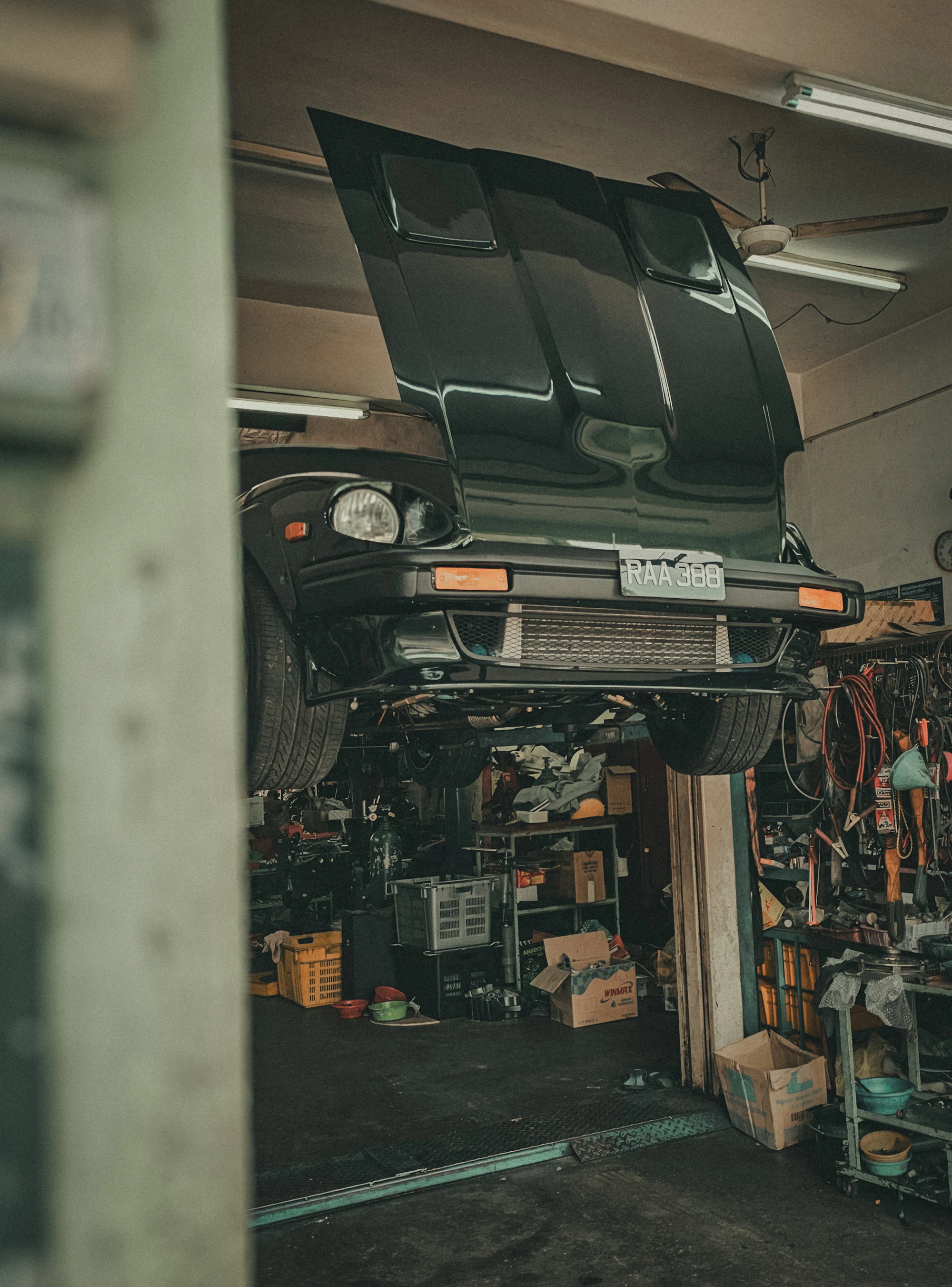 Vehicle being serviced