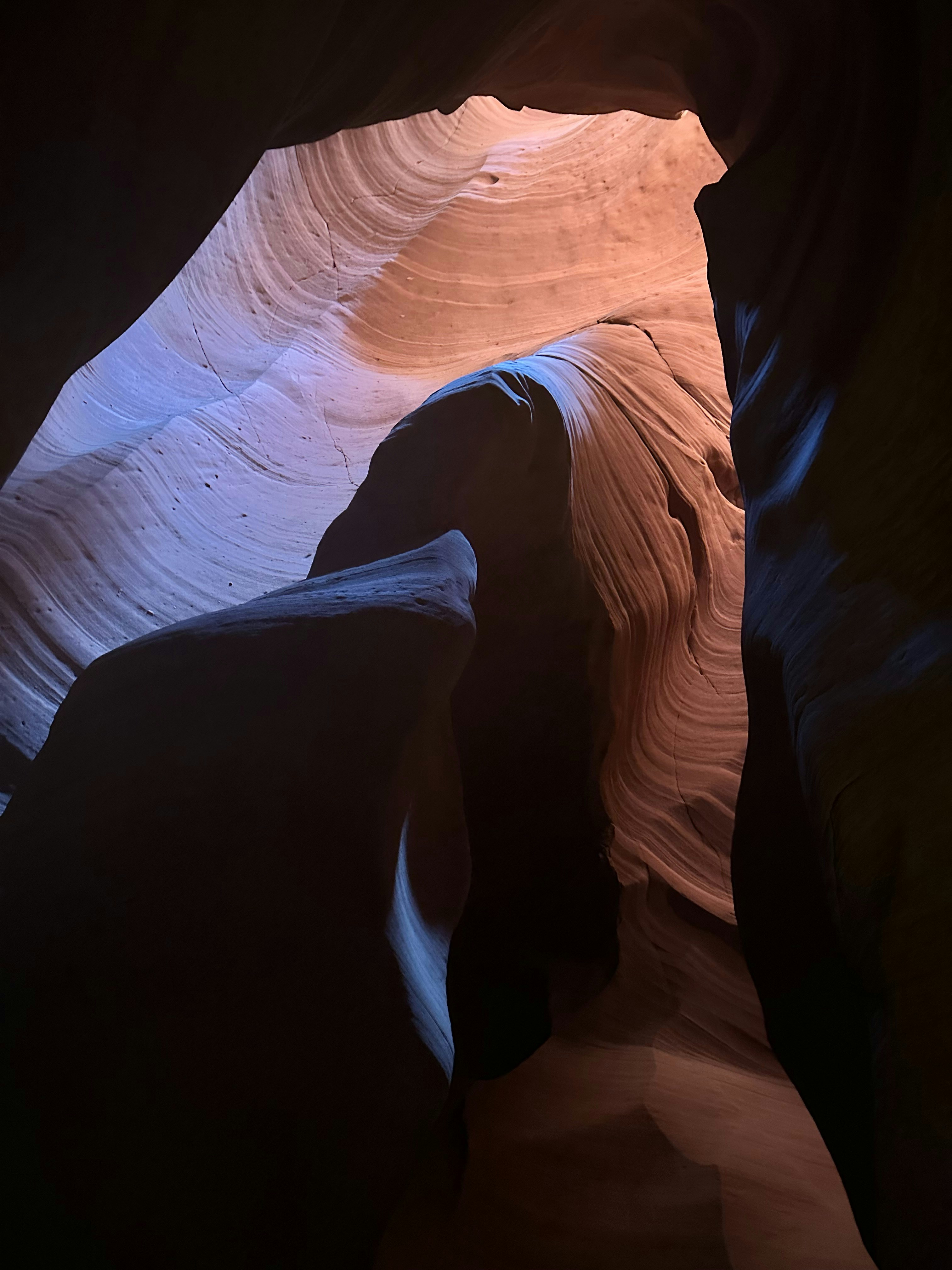 A narrow slot in the side of a canyon