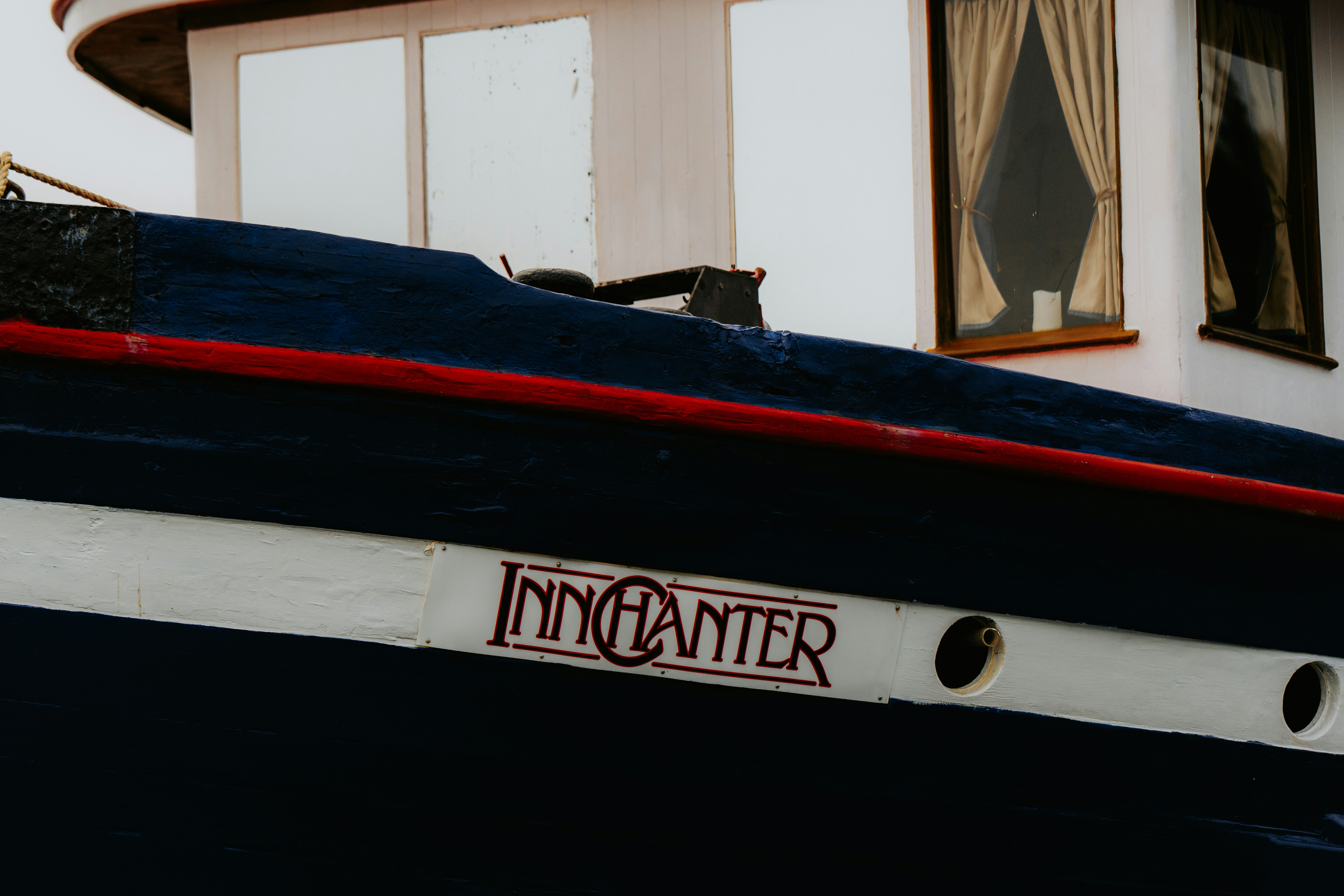 A close up of the side of a boat