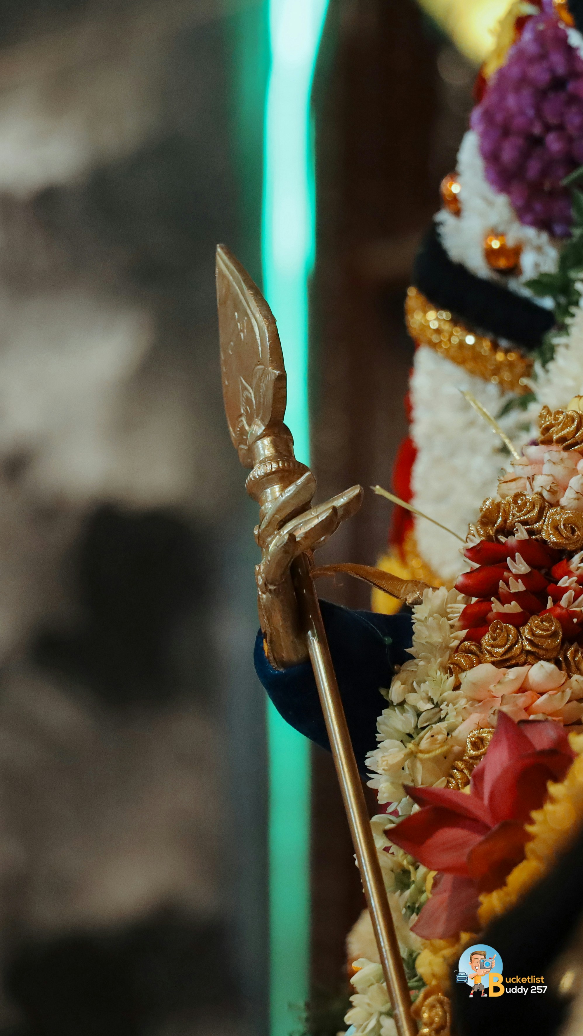 A statue of a person holding a sword