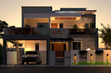 A car is parked in front of a house