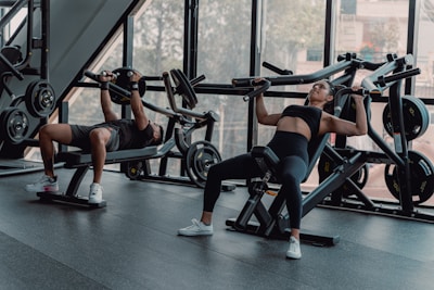 A group of people working out in a gym