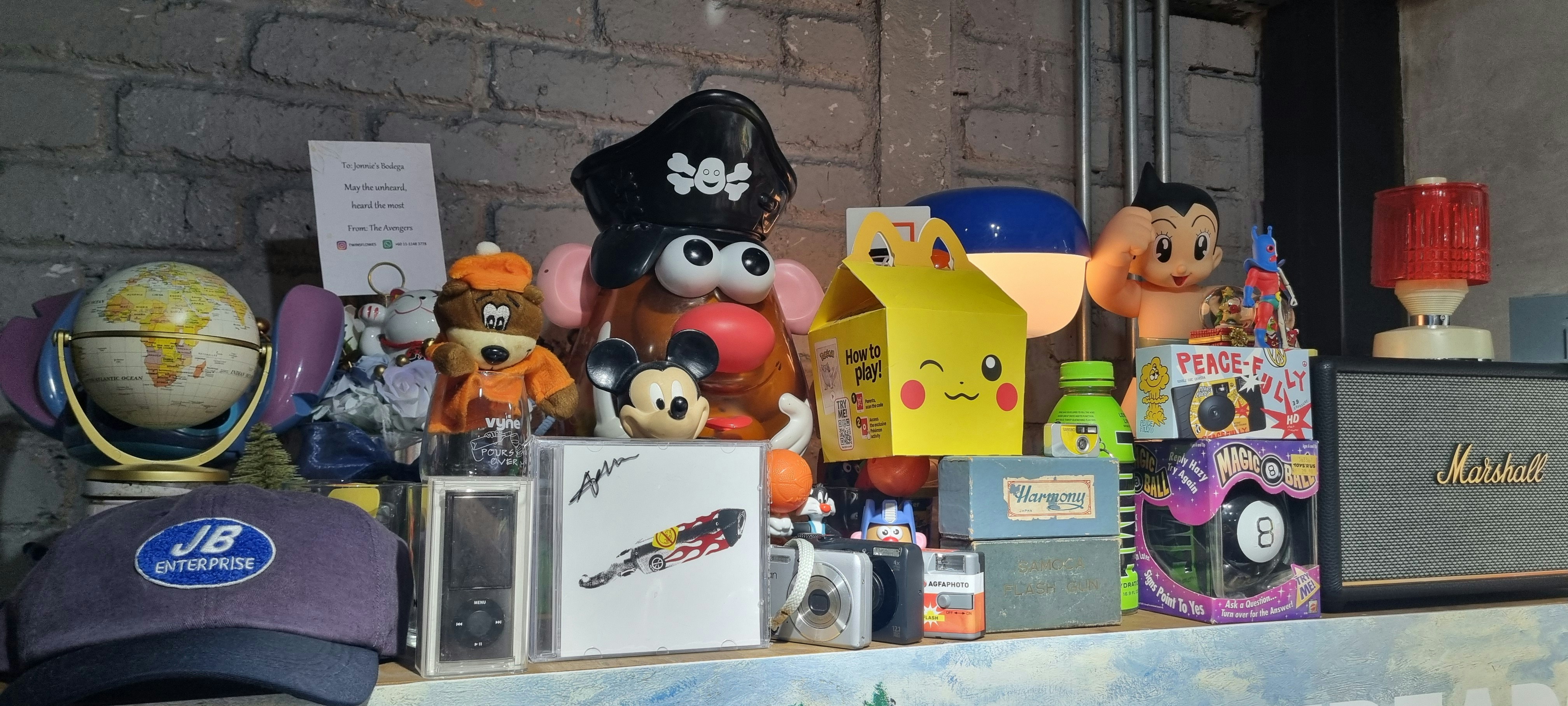 A bunch of toys that are on a table