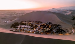 An aerial view of a city in the desert