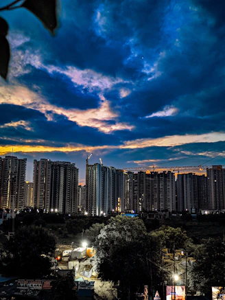 A view of a city at night from a distance
