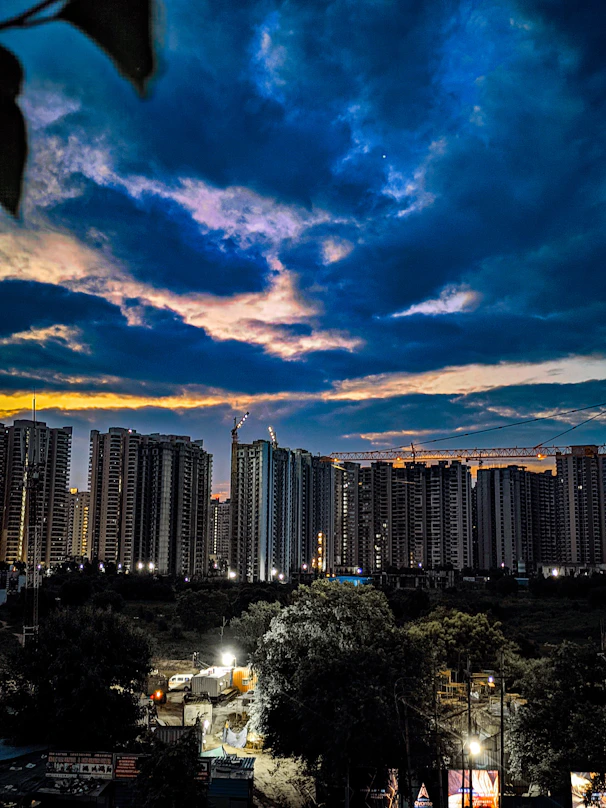 A view of a city at night from a distance