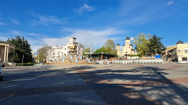 A view of a city street from across the street — Kutaisi, Georgia
