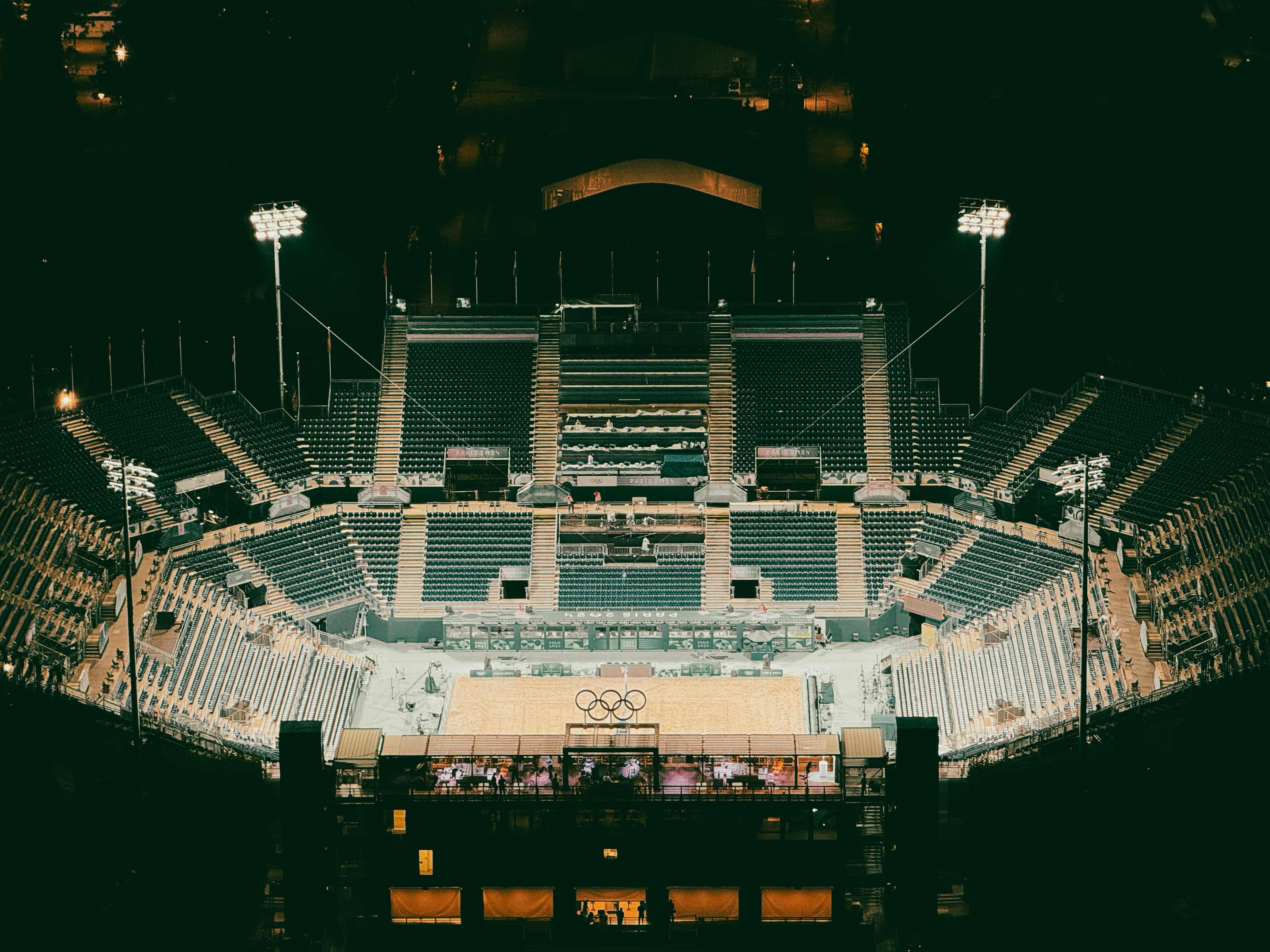 A view of the inside of a large auditorium