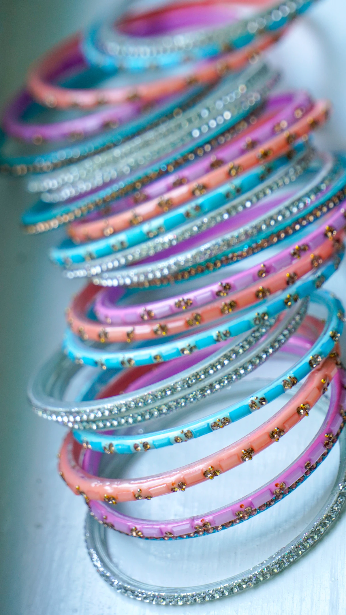 Pastel Zircon Glass Bangles