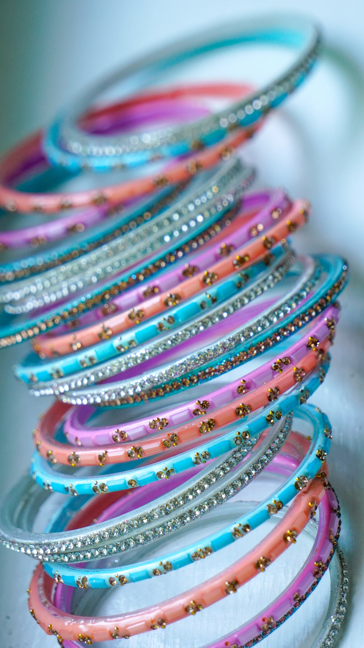 Rainbow Kaanch Bangle Stack