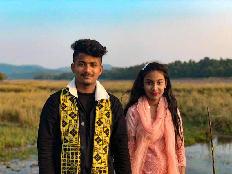 Smiling international couple