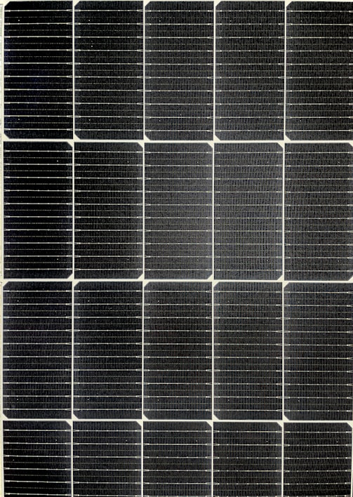 A black and white photo of a solar panel