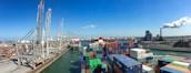 A large body of water filled with lots of containers