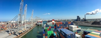 A large body of water filled with lots of containers