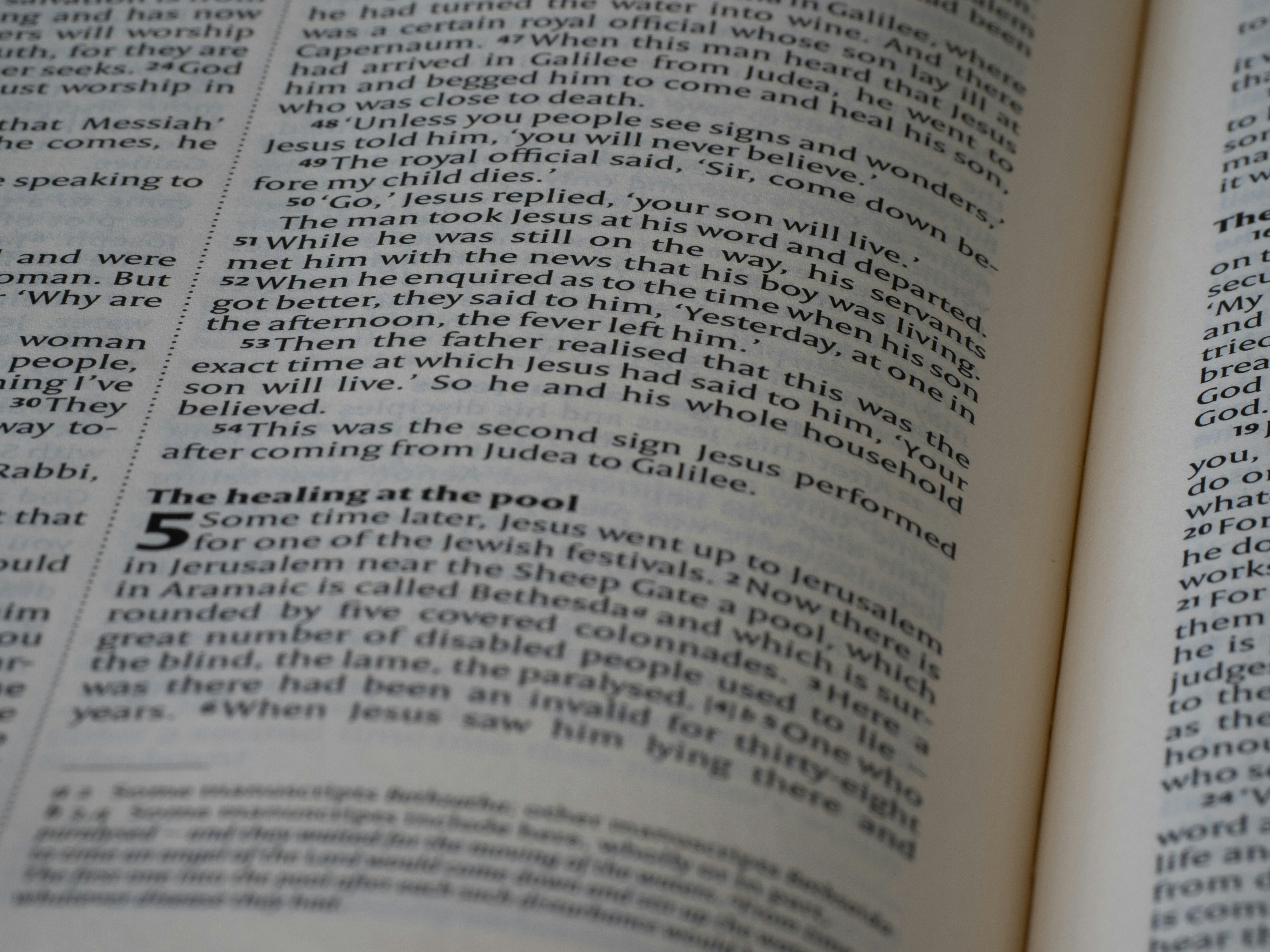 close up, bokeh, bible, new testament, christian, history, text, reading, bible study, devotions, christianity, scripture, Gospel of John, John, Gospel,