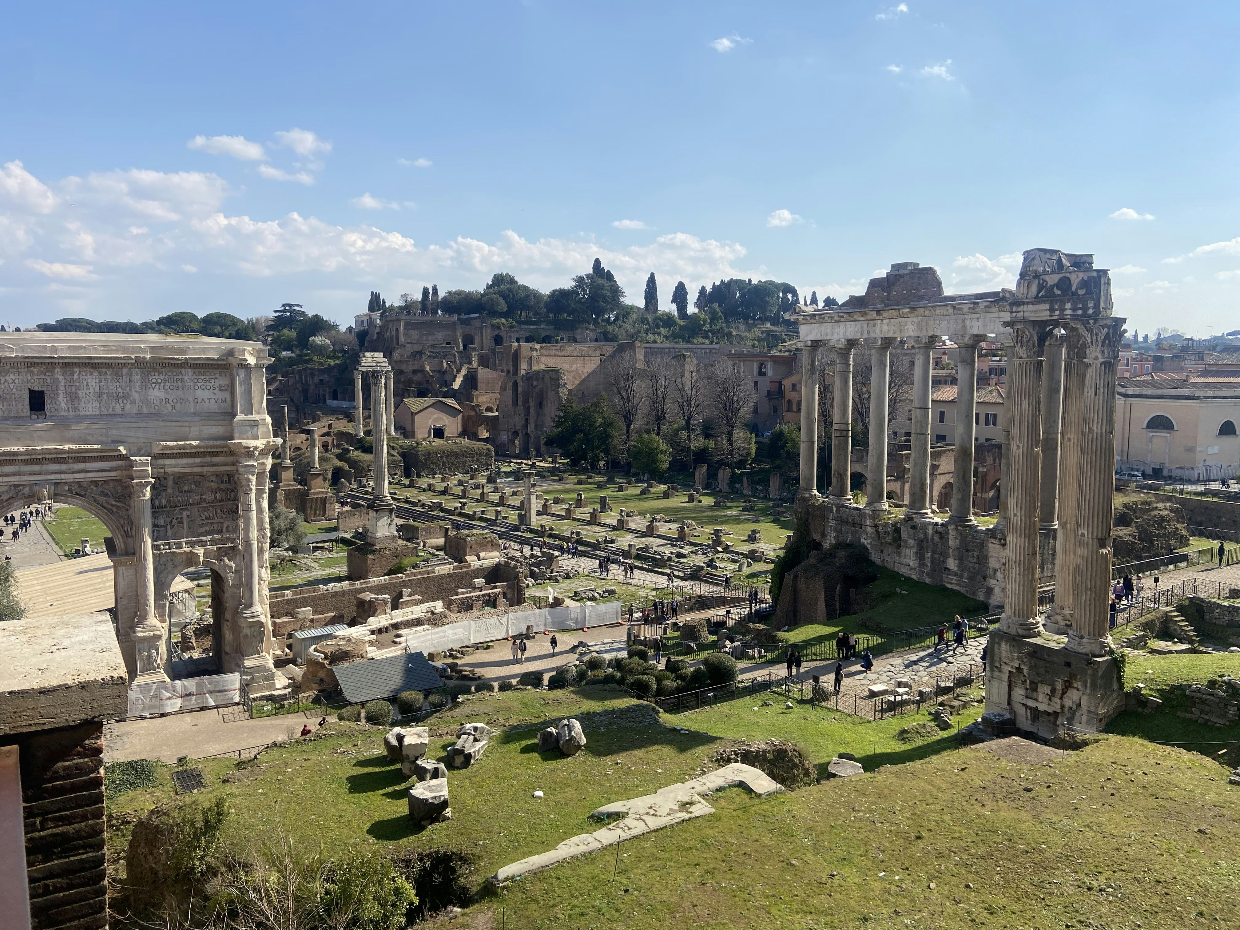 An aerial view of the ruins of a roman city
