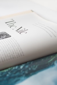 A close-up of a bound book